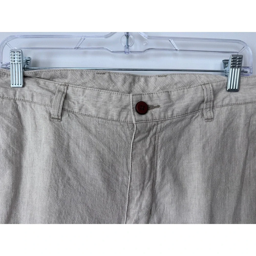Tommy Bahama Mens 35 Linen Cotton Ticking Stripe Shorts Beige beach costal